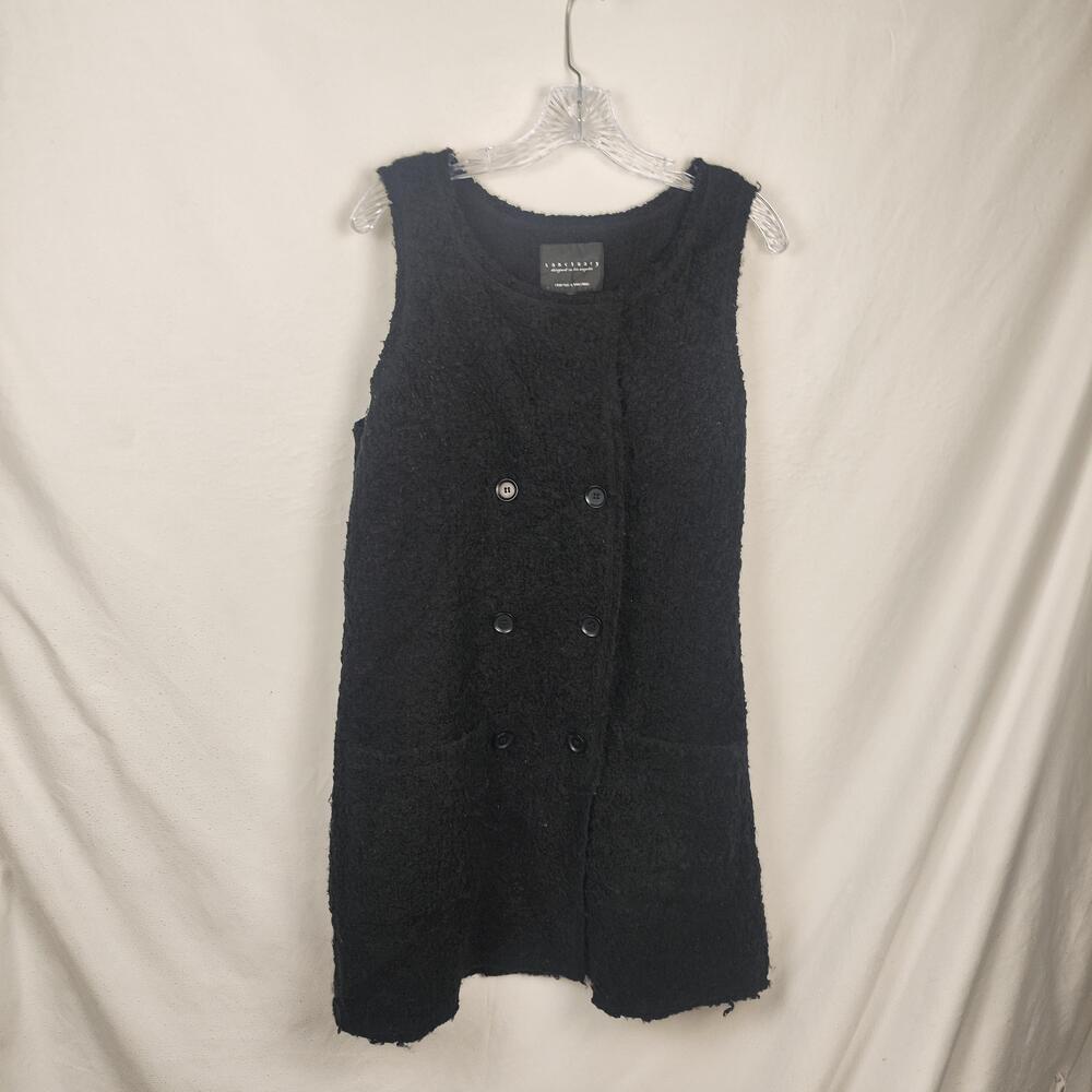 Sanctuary Sweater Vest Womens Large Black Chunky Knit Double Breasted Pockets